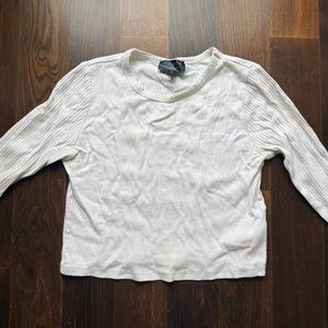 Topshop Ribbed White Long Sleeve Top